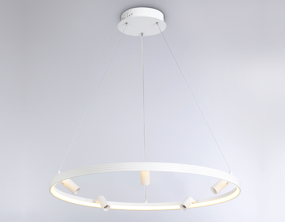 Светильник светодиодный подвесной с пультом FL5288/1+5 WH белый 72W 3000K/4200K/6400K+4200K D700*1200 (ПДУ ИК)