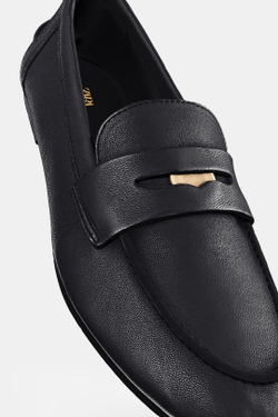 ZARA КОЖАНЫЕ ЛОФЕРЫ PENNY, ЧЕРНЫЙ