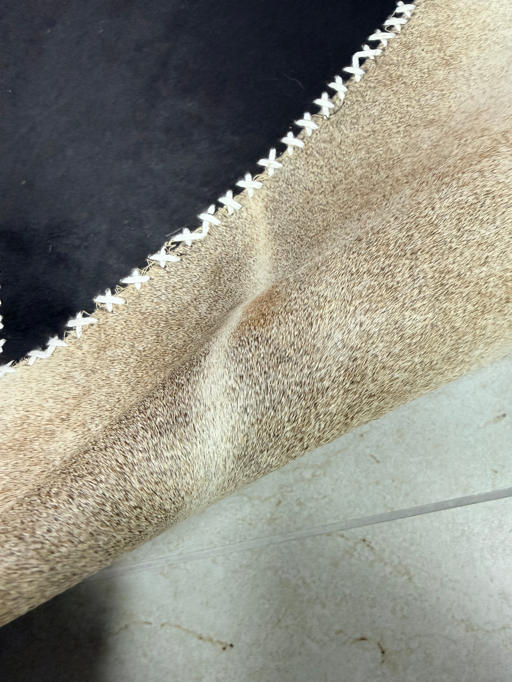 Ковер круглый натуральный на пол / Телячья шкура / 200 см