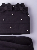 Шапка для девочки на осень с бусинами и снуд