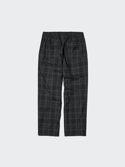 UNIQLO ФЛАНЕЛЕВЫЕ БРЮКИ В КЛЕТКУ EASY ANKLE, ТЕМНО-СЕРЫЙ