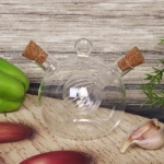 Бутылка стеклянная для специй 350мл «Хай-Тек» с пробковой крышкой, шар ребристый