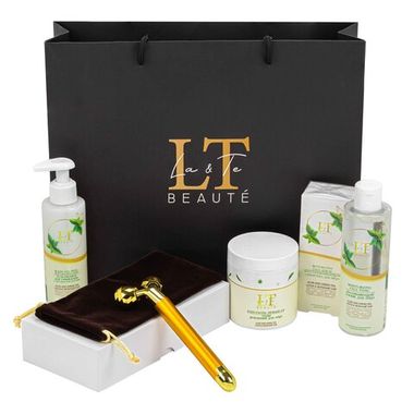 Набор Алоэ и зеленый чай(массажер( белая уп)гель-пилинг.тоник для лица.сыворотка для лица.ПЭДЫ.пакет черный 27*32) La and Te beaute LT-5 GR