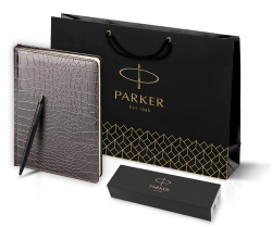 Подарочный набор: Шариковая ручка Parker  Jotter XL SE20 Monochrome в подарочной упаковке, цвет: Black, стержень: Mblue и Ежедневник недатированный А5
