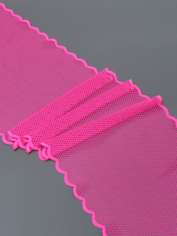 Эластичное кружево для белья розовое неоновое крупная ячейка ширина 21 см