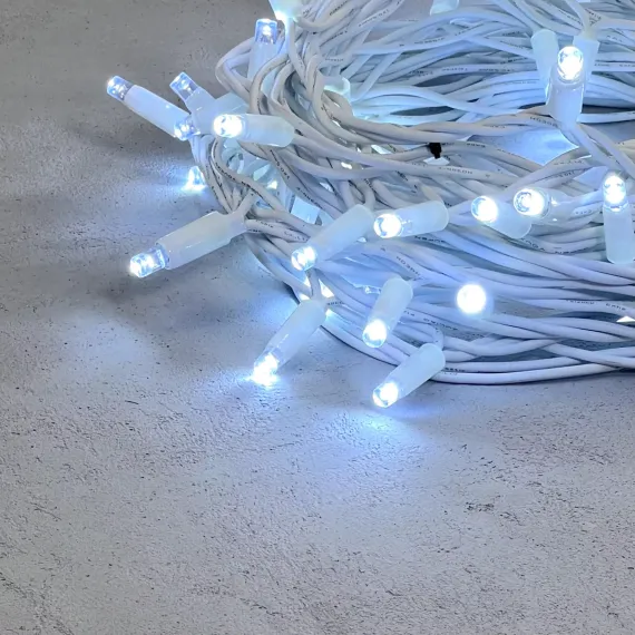 Гирлянда Нить 10 м., холодный белый, 220В, 75 LED, Провод Белый Каучук, IP65, LTC (LL75-8-2W)