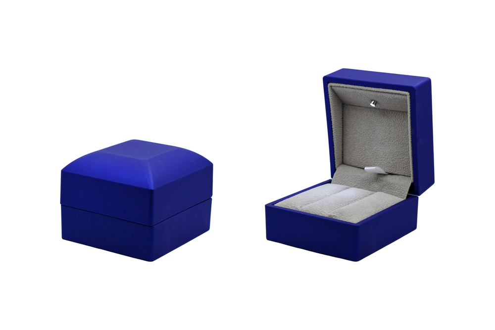 Футляр с подсветкой под серьги/кольца (синий, пластик)