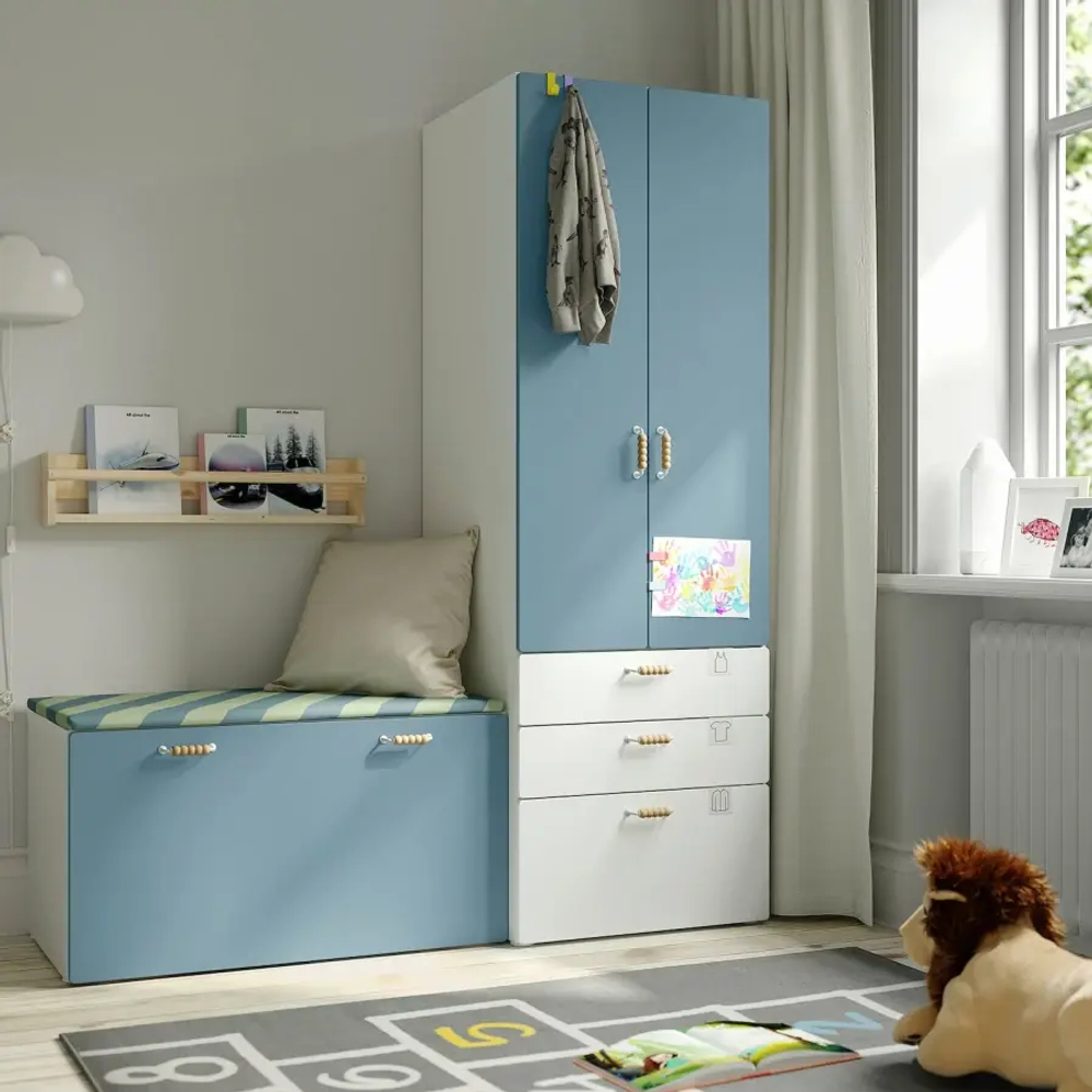 Гардероб - IKEA SMÅSTAD/SMASTAD/СМОСТАД ИКЕА,  181х150 см, белый/синий