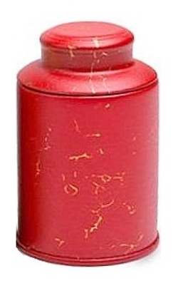 202094 Банка круглая высота 80, диаметр 50, жесть. Цвет красный, узор "Золотые нити"