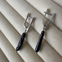 Серьги «Черный Шелест» - с барочным жемчугом