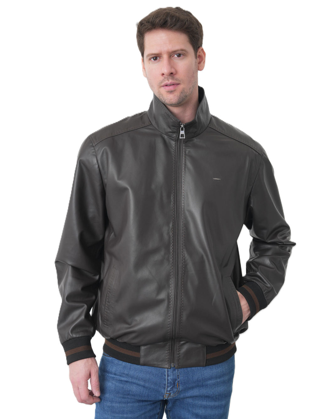 KHIMEONE Мужская кожаная демисезонная куртка (натуральная кожа наппа)