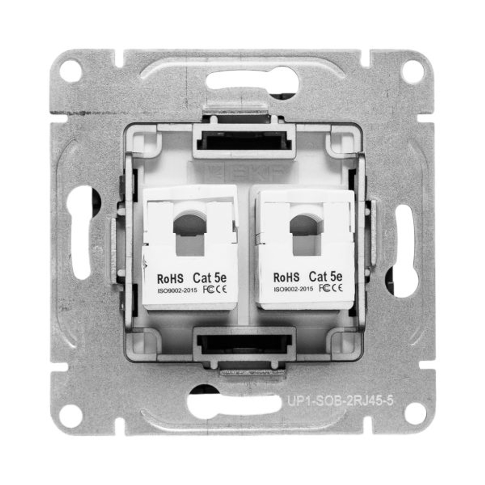Механизм розетки RJ45 - 2шт, (cat5), чёрный Эпика EKF