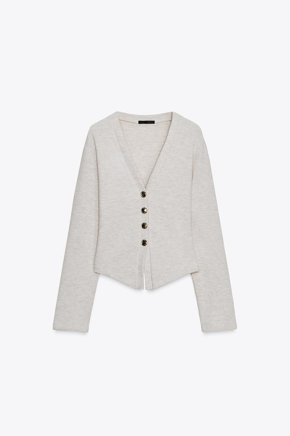 ZARA МЯГКИЙ КАРДИГАН НА ПУГОВИЦАХ, БЕЖЕВЫЙ МЕЛАНЖ