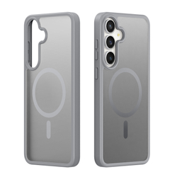 Прозрачный матовый чехол серого цвета с MagSafe от Dux Ducis для Samsung Galaxy S25 FE, серия Yind Series Case