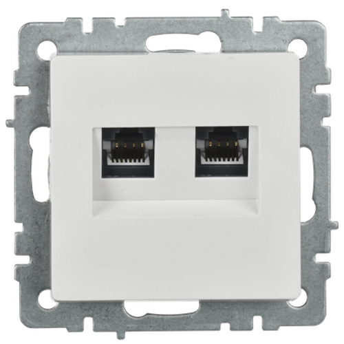 BRITE Розетка двойная RJ11+RJ45 кат.5E РК/Т12-БрБ белый IEK