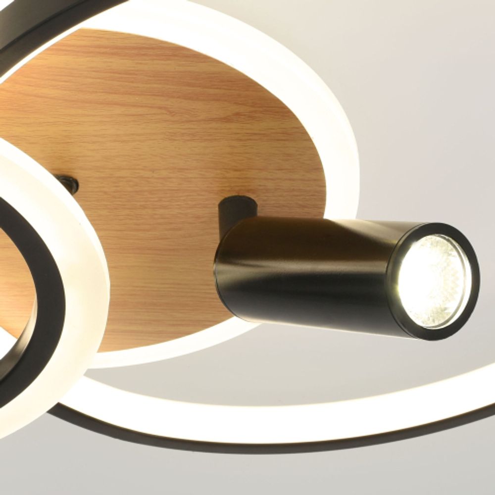 Светильник потолочный светодиодный ЭРА Модерн Rondo CLL-1 85W 3K-6,5K RC BK с ДУ черный-дерево