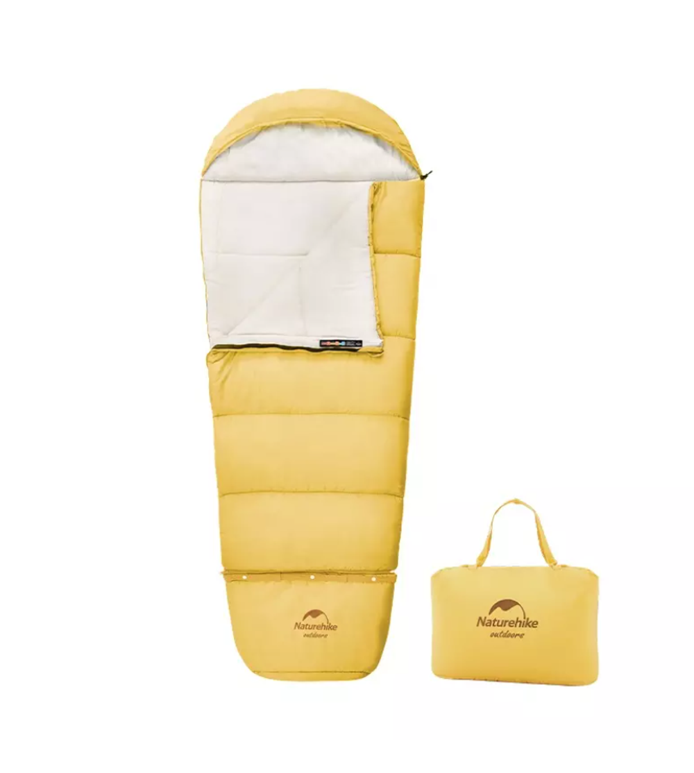 Мешок спальный Naturehike Compact C300, 190х75 см, (правый) (ТК: +6°C), Желтый
