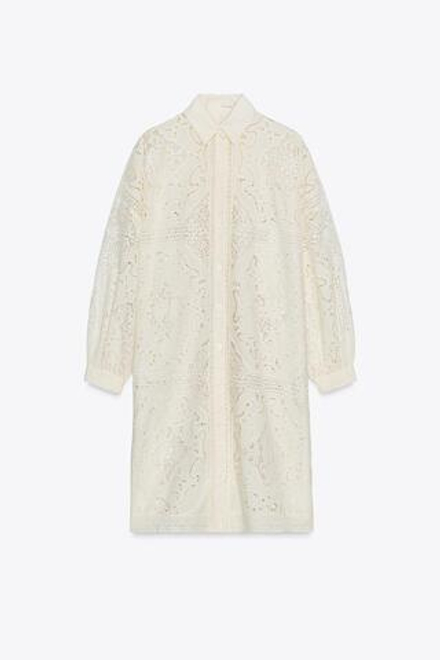 ZARA ПЛАТЬЕ-РУБАШКА С ВЫШИВКОЙ — ZW COLLECTION, БЕЖЕВЫЙ
