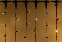 Светодиодный занавес 1000 теплых белых LED ламп, 2*6 м., мерцание, черный провод ПВХ, Teamprof (TPF-C2*6F-CB/WW)