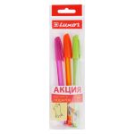 Набор шариковых ручек Luxor "InkGlide 100 Icy" синяя, 0,7мм, 3шт. + ПОДАРОК Ластик