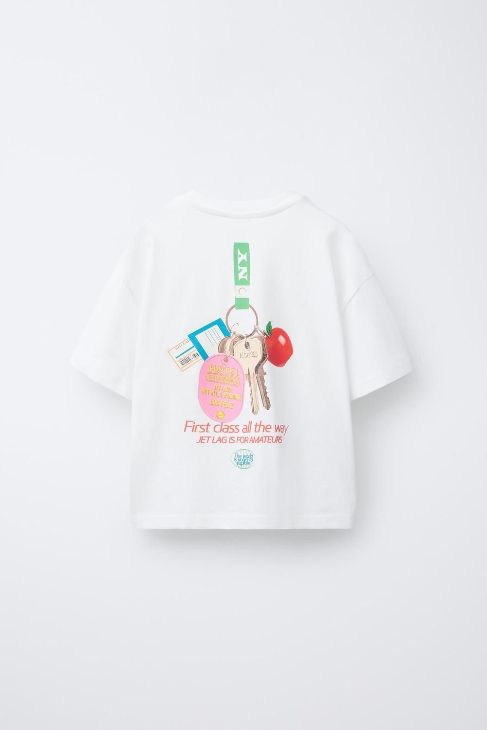 ZARA ФУТБОЛКА С ПРИНТОМ, БЕЛЫЙ