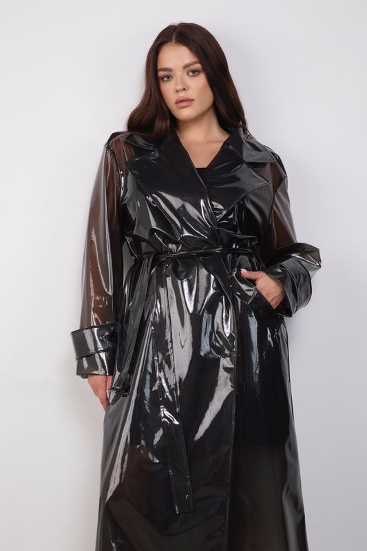 Тренч двубортный прозрачный, графит