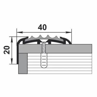 Алюминиевый угловой порожек с противоскользящим покрытием 90 см