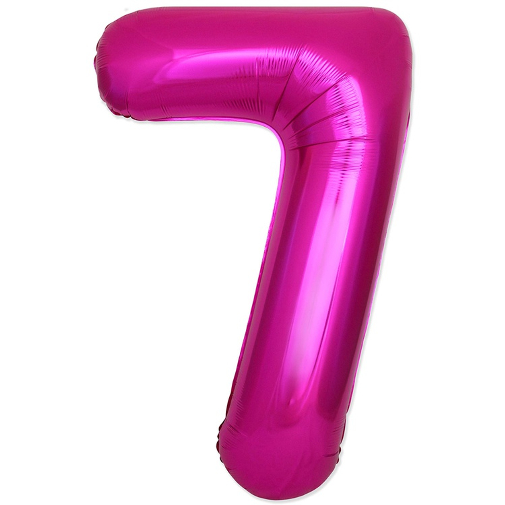 Шар фольгированный Цифра 7 101 см (Фуксия)