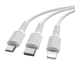 Кабель USB BOROFONE  BX16 3 в 1 для iPhone/Micro/Type C (белый) 1m