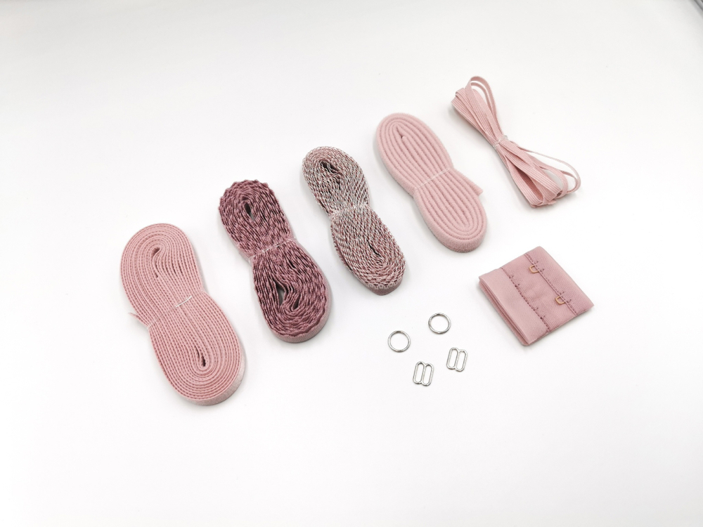 Набор резинок и фурнитуры №10, кристальная роза (пыльно-розовый)