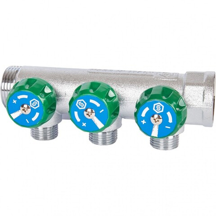 Коллектор распределительный 1", 3 отвода 1/2" EU