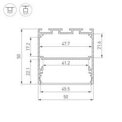 Профиль LINE-M-5050-2500 BLACK (Arlight, Алюминий) 057532
