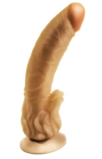 Гелевый фаллоимитатор на присоске с наростами для массажа клитора - 23,5 см.