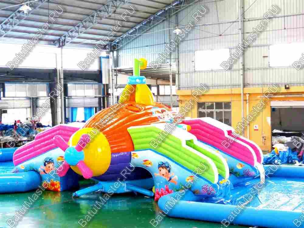 Надувной назменый аквапарк «Субмарина», 20*9*4,5 м с двумя бассейнами