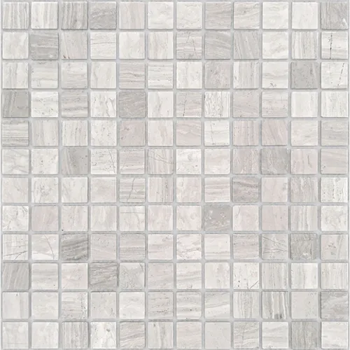 Мозаика из натурального камня Travertino Silver MAT 23x23x4 (PET) Pietrine 4 mm серый