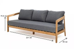 Диван из тика Joygarden ВЕНТО 3-х местный, Natural Teak, серый