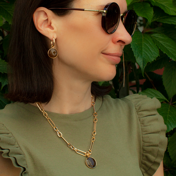 Серьги Fiore Luna TIGER EYE LE1120 BR/G