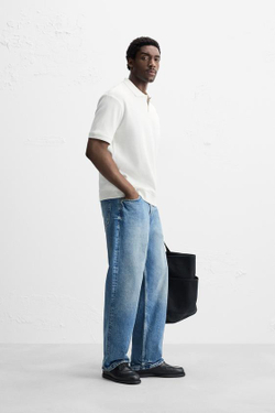 ZARA ПОЛО, ЖЕЛТОВАТО-БЕЛЫЙ