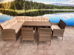 Обеденная группа плетеной мебели Албания + 2 кресла и диван Анкор