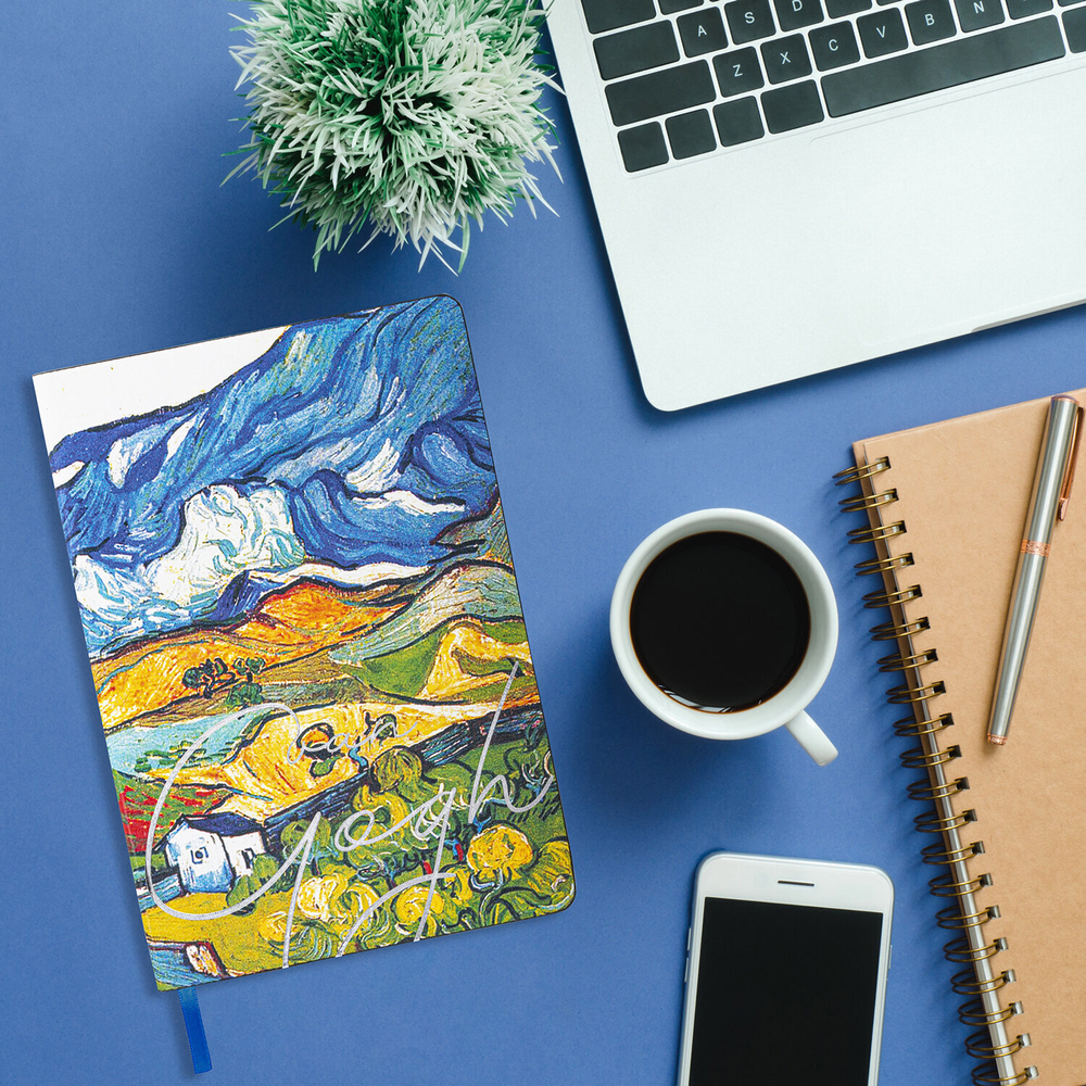 Блокнот А5 (143x210 мм) BRAUBERG VISTA "Van Gogh" под кожу гибкий срез фольга 80 л. (2 штуки в упаковке)