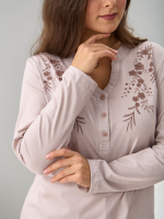 Блузка БЛ-22/бежевыйрогожка-цветы-п