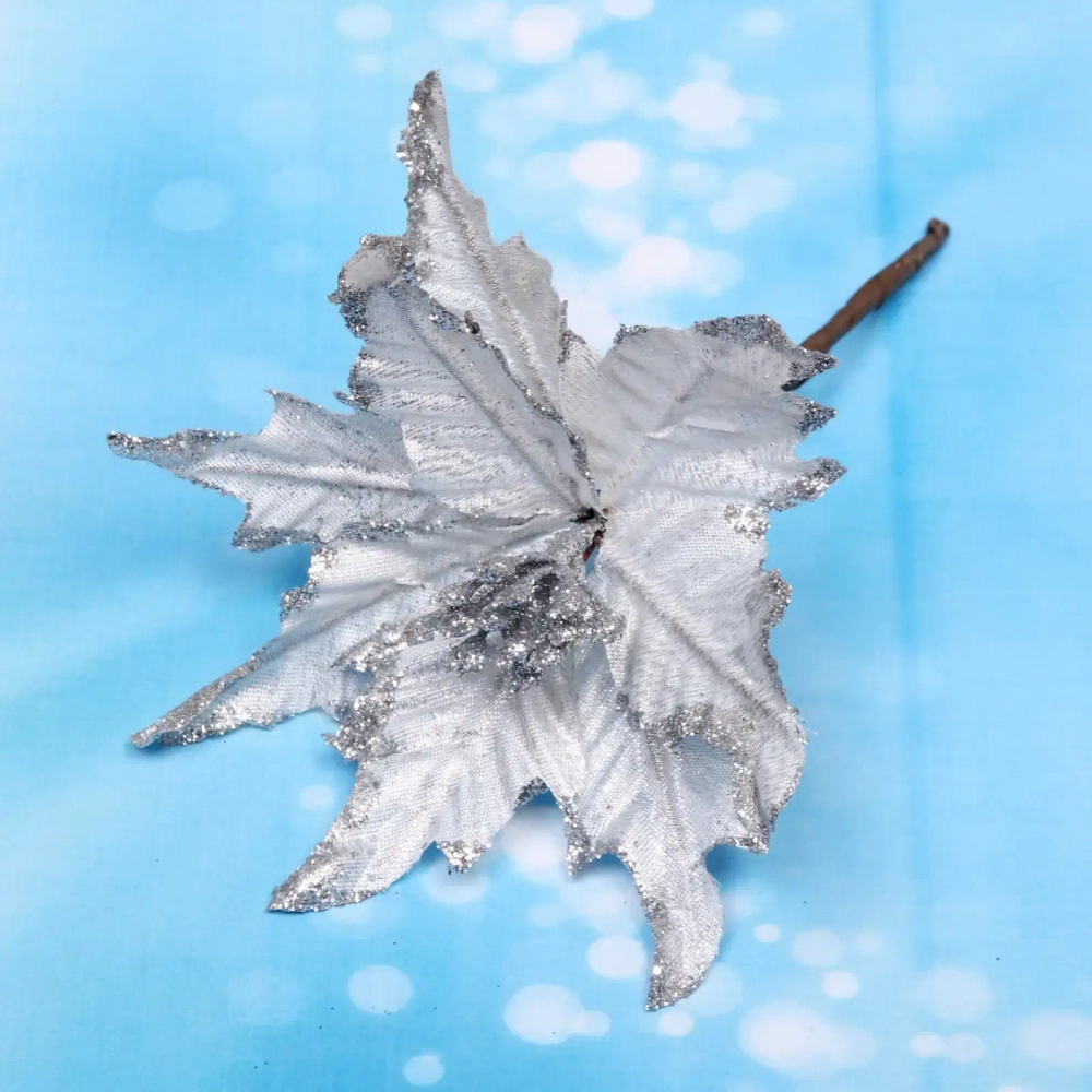 Украшение новогоднее «Пуансеттия-Метелица» 15 см, Серебро