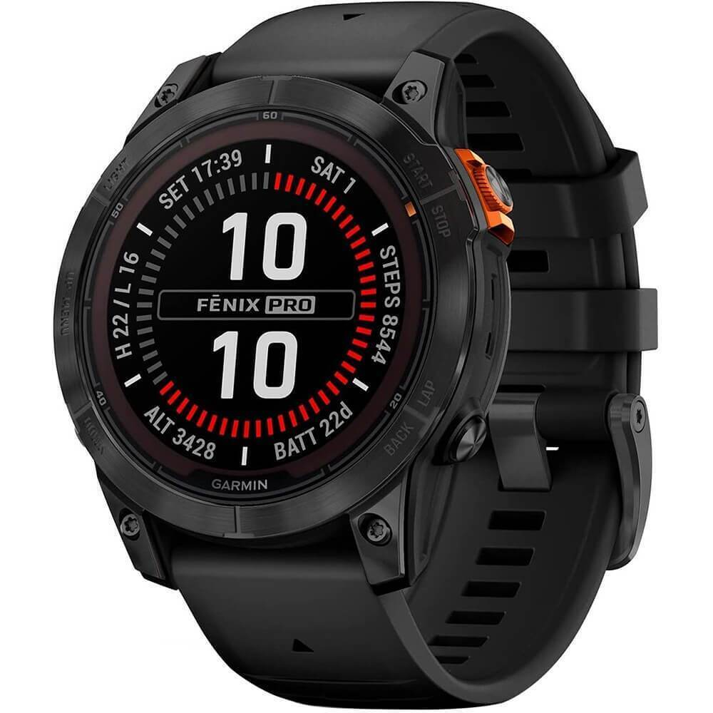 Умные часы Garmin FENIX 7 PRO Solar Edition 47 мм серый с черным ремешком