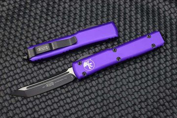 Microtech Ultratech T/E - нож автомат., фиолет., алюм. рук-ть, черн. клинок