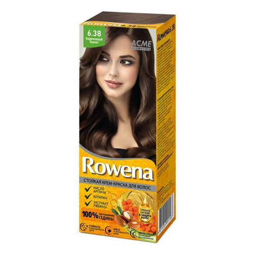 Acme-Color «ROWENA» Стойкая Крем-Краска для волос, тон 6.38 закрашивание седины 100% (Коричневый) 115 мл