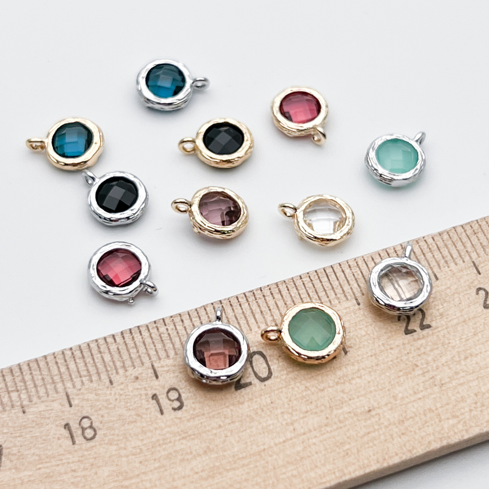 Подвеска Круг, цвет золото+синий, размер 9*7,5 мм, цена за 1 шт