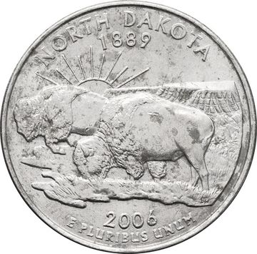 25 центов (1/4 доллара, квотер) 2006 США «Штат Северная Дакота» (D)
