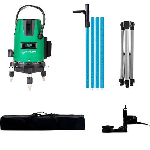 Лазерный уровень INSTRUMAX Constructor 4D GREEN+штанга элевационная LP-300 с треногой 3м   IM0140_K1