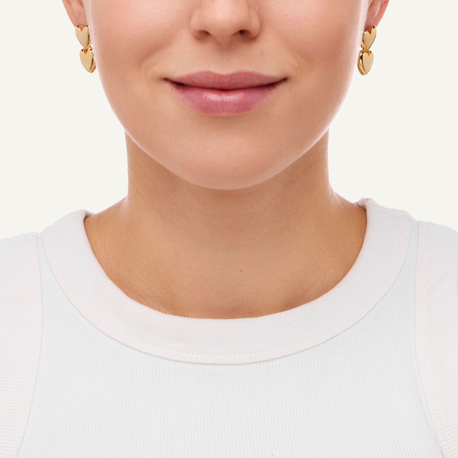 Серьги Double Heart Earrings - Gold