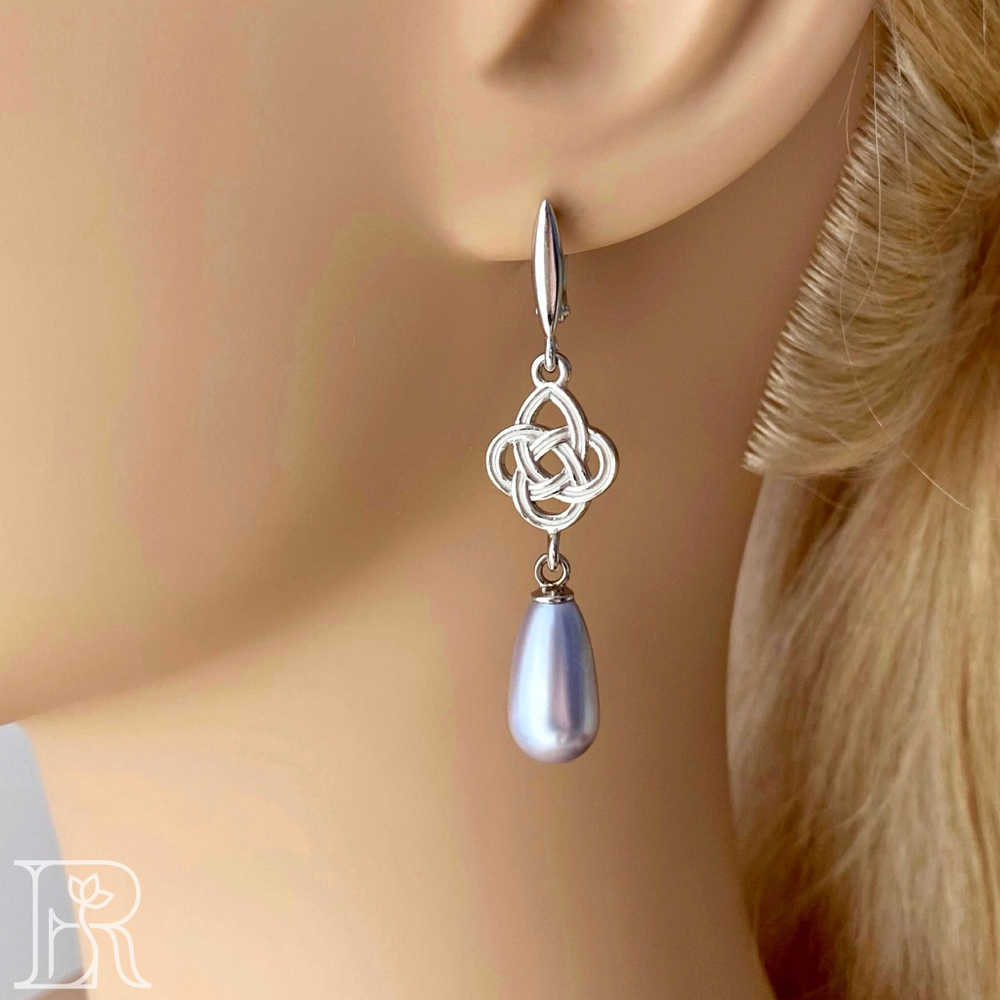 LEFIREL' Серьги серебряные женские "Даилина" с жемчугом Swarovski / ювелирные украшения из родированного серебра 925